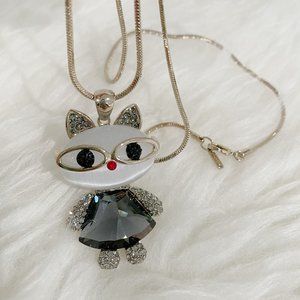New Crystal Glasses Cat Necklace